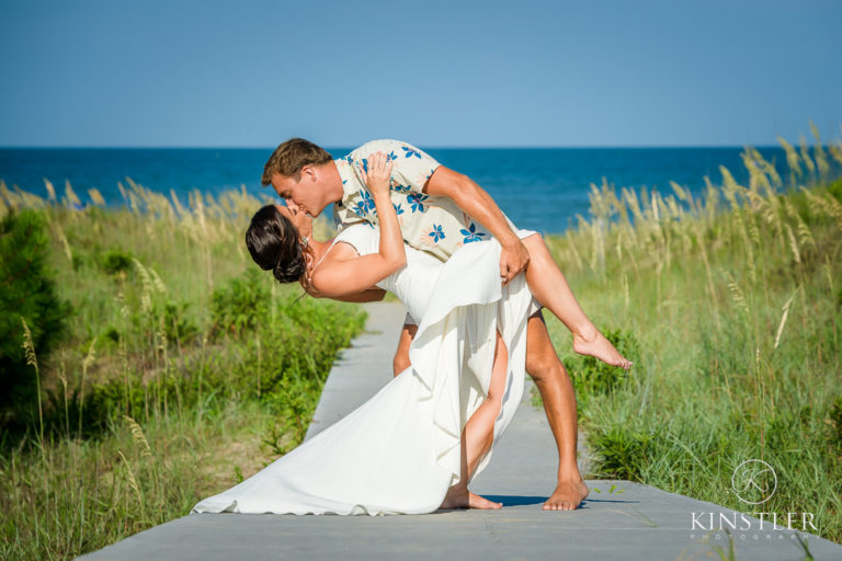 ariana jordan virginia beach wedding oceanfront dipping kiss