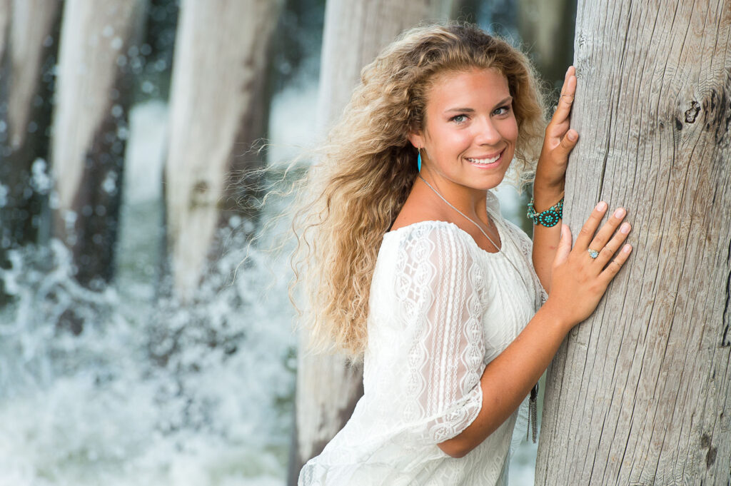 Young lady next to the fishing pier at Little Island Park in Sandbridge