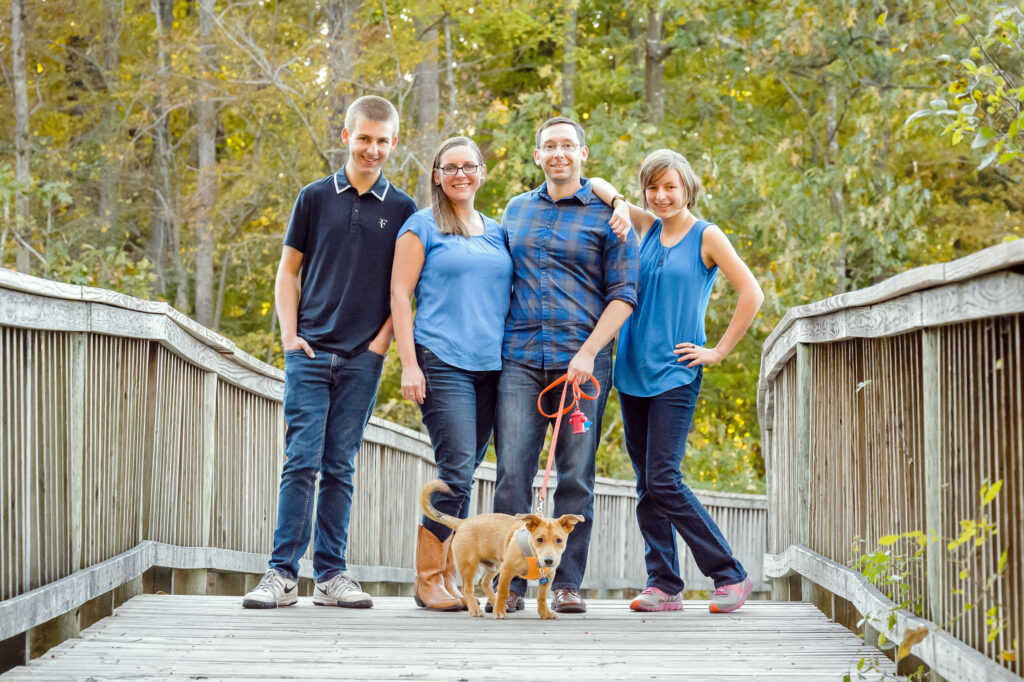 Family portrait with the family dog