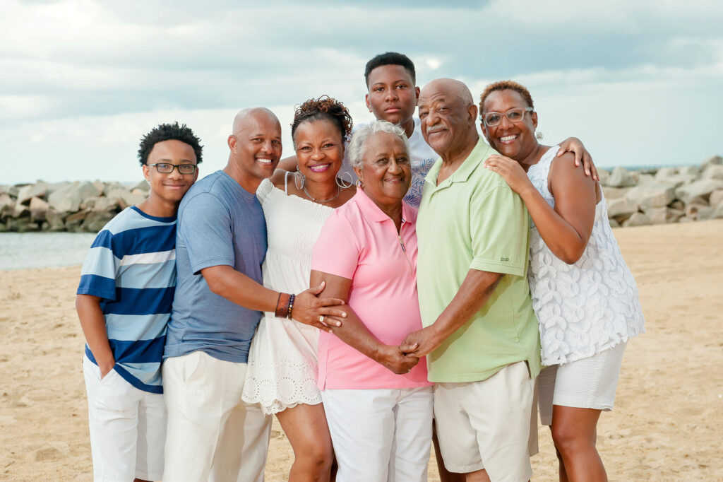 East Beach family portrait with pastel colors