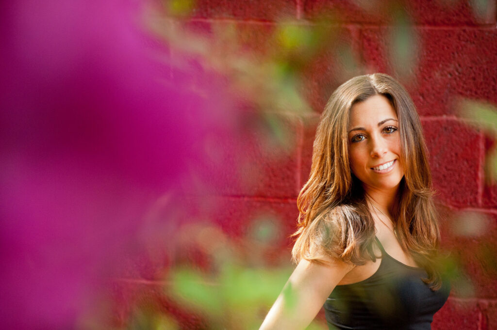 Abstract senior portrait with floral framing