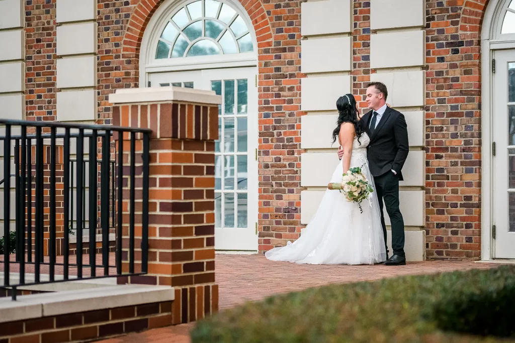 Bride and Groom outside the Cavalier Hotel
