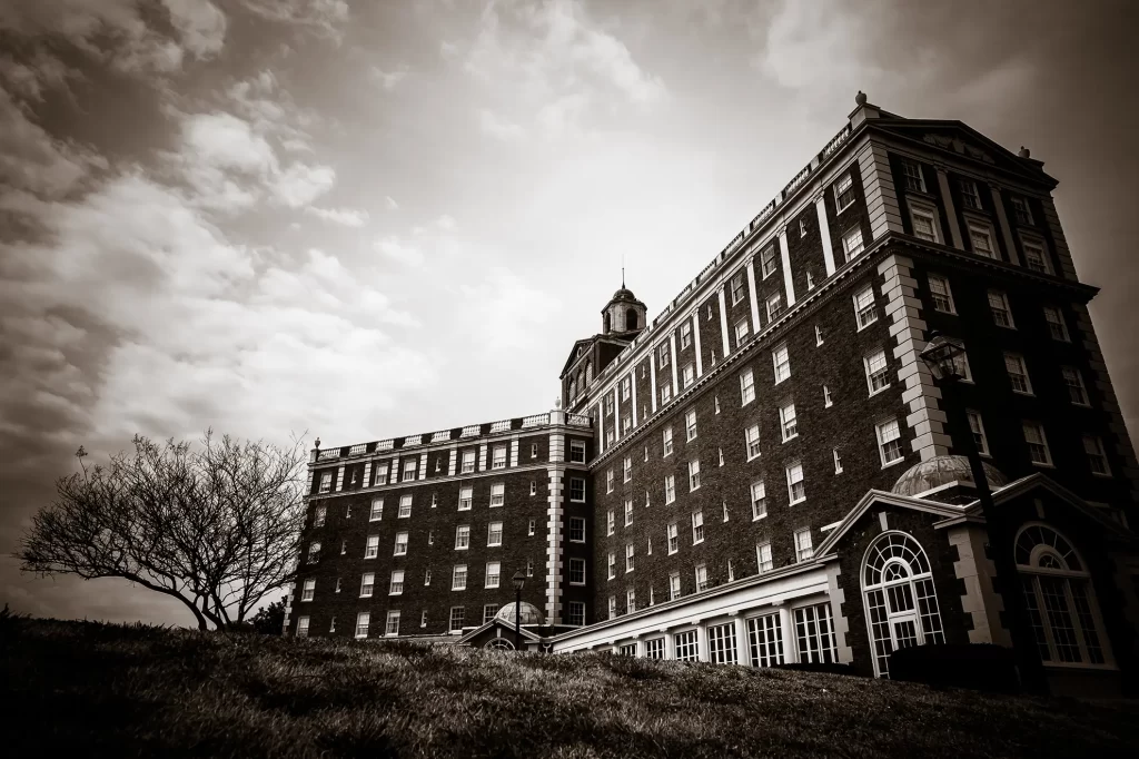Black and white picture of the Cavalier Hotel