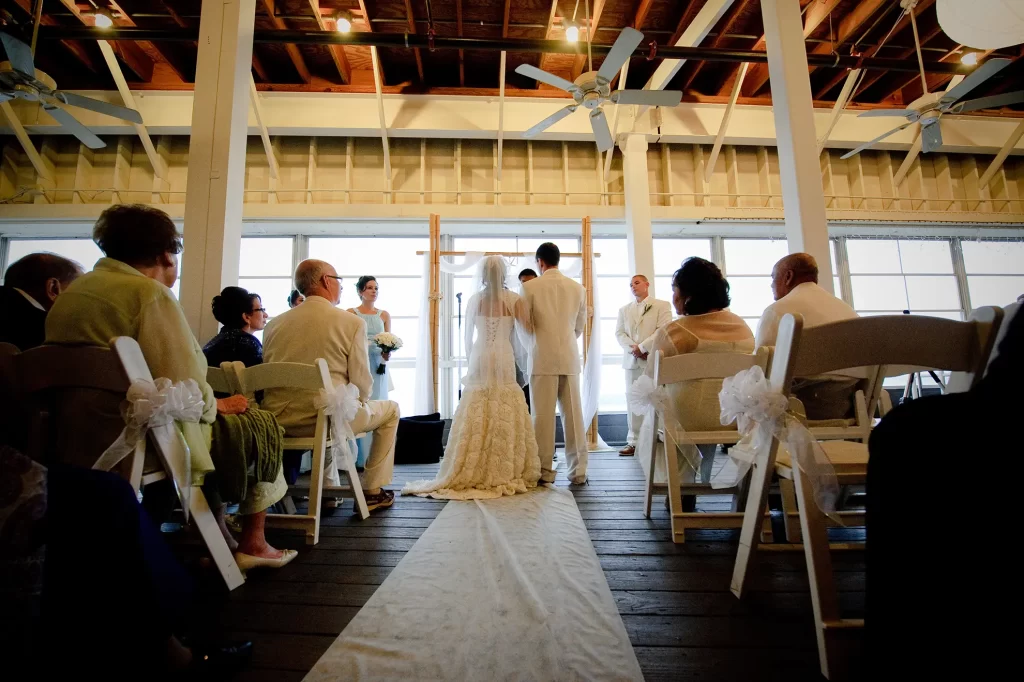 Bride and Groom during the ceremony at the Lesner Inn