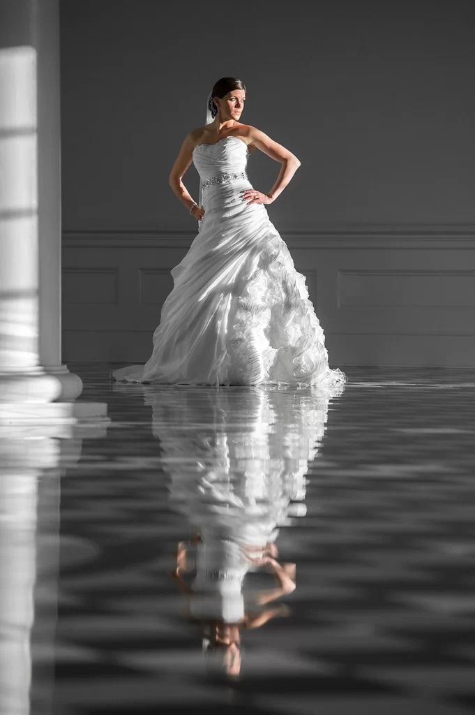 abstract portrait of a bride with reflection