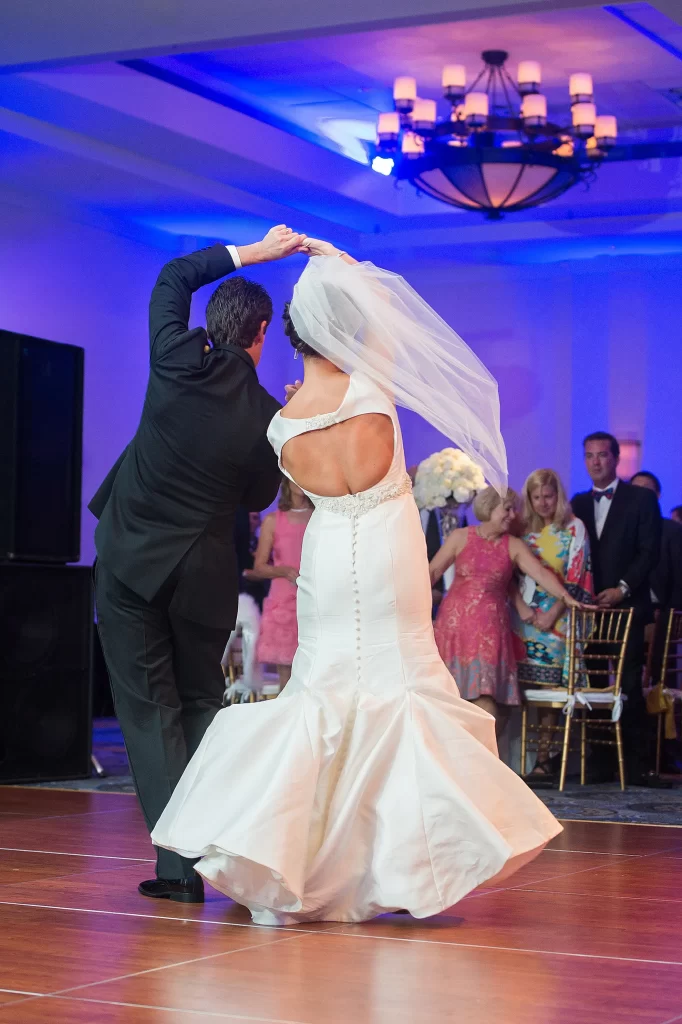 bride and groom first dance spinning