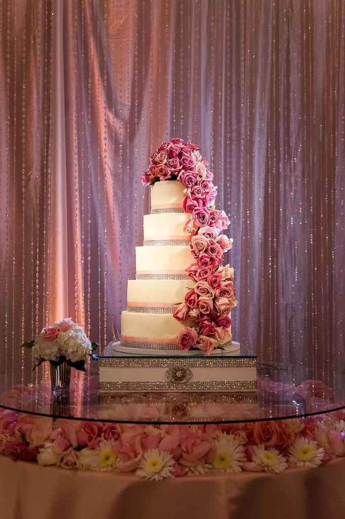 wedding details beautiful cake with flowers